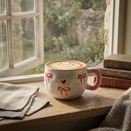 Red Bow & Heart Chunky Mug