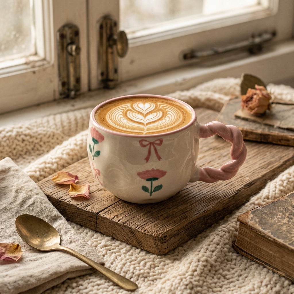 Pink Floral Bow Twist Mug