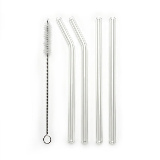 Clear Glass Straw Set