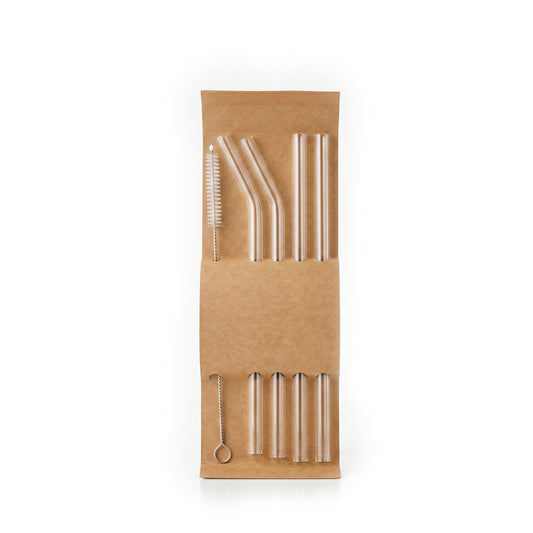Clear Glass Straw Set