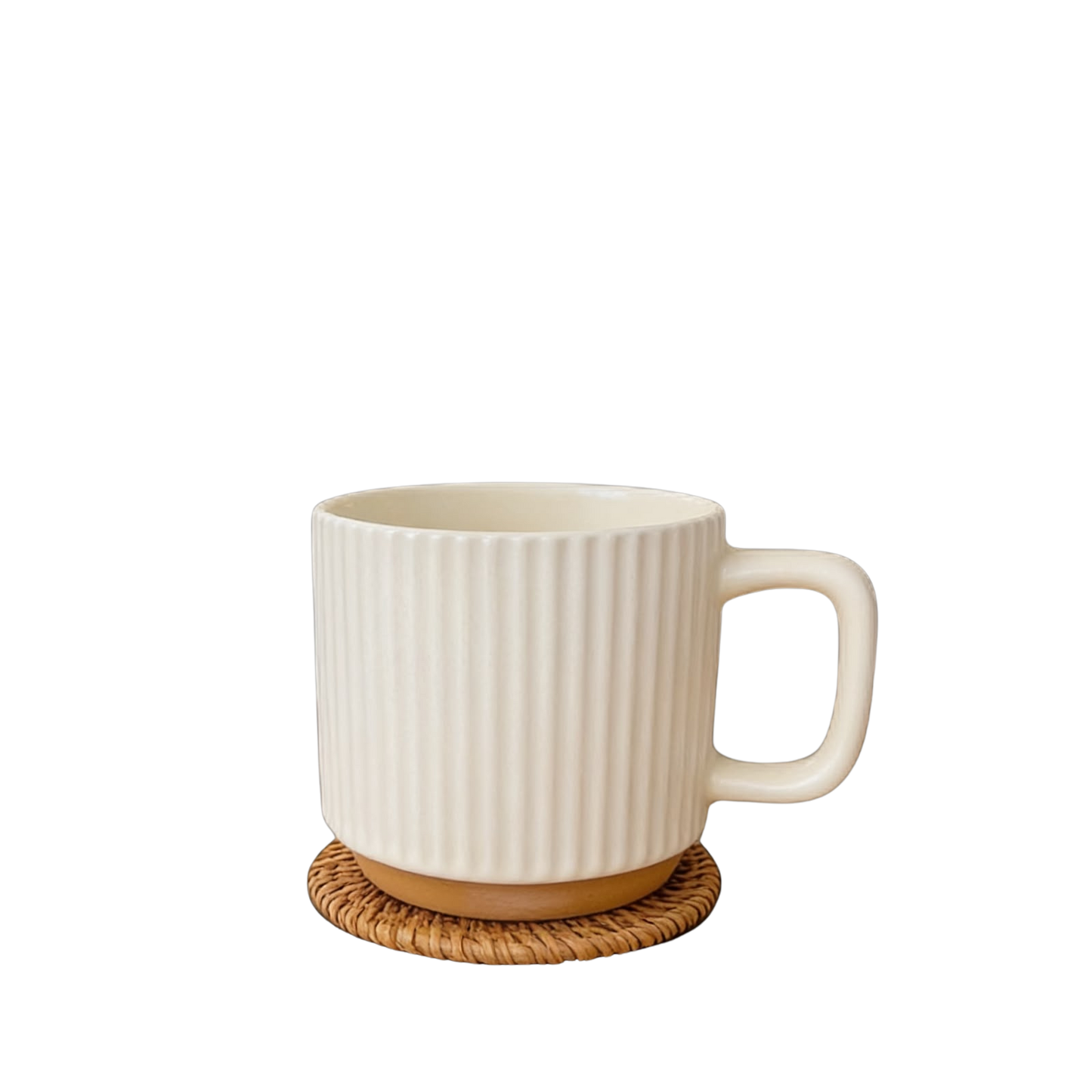 Off-White Fluted Ceramic Mug