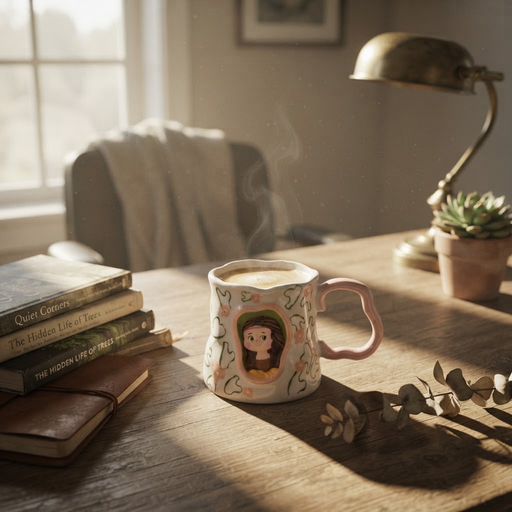 Wavy Pink Art Girl Mug