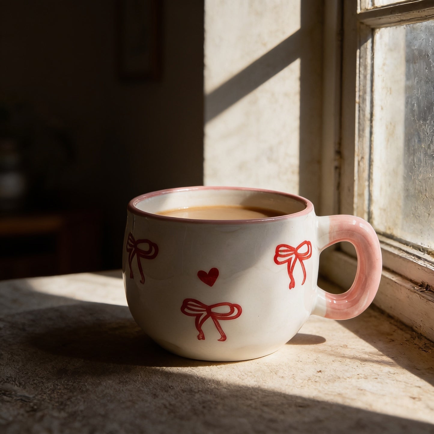 Red Bow & Heart Chunky Mug