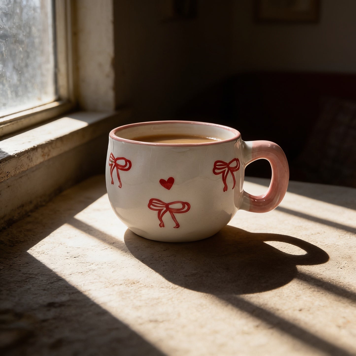 Red Bow & Heart Chunky Mug