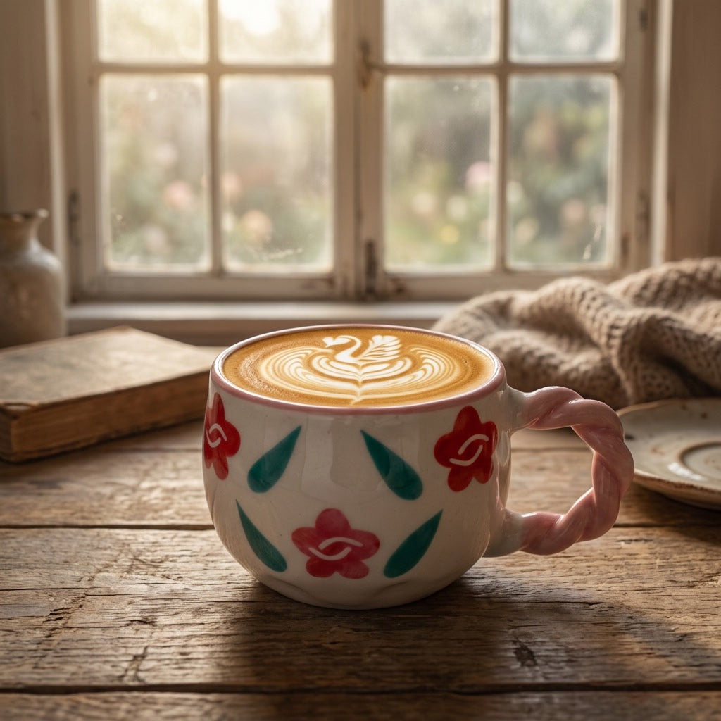 Red Blossom Twist Ceramic Mug