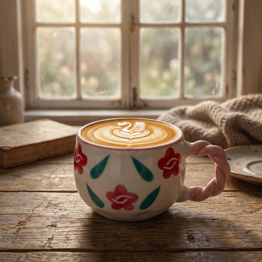 Red Blossom Twist Ceramic Mug