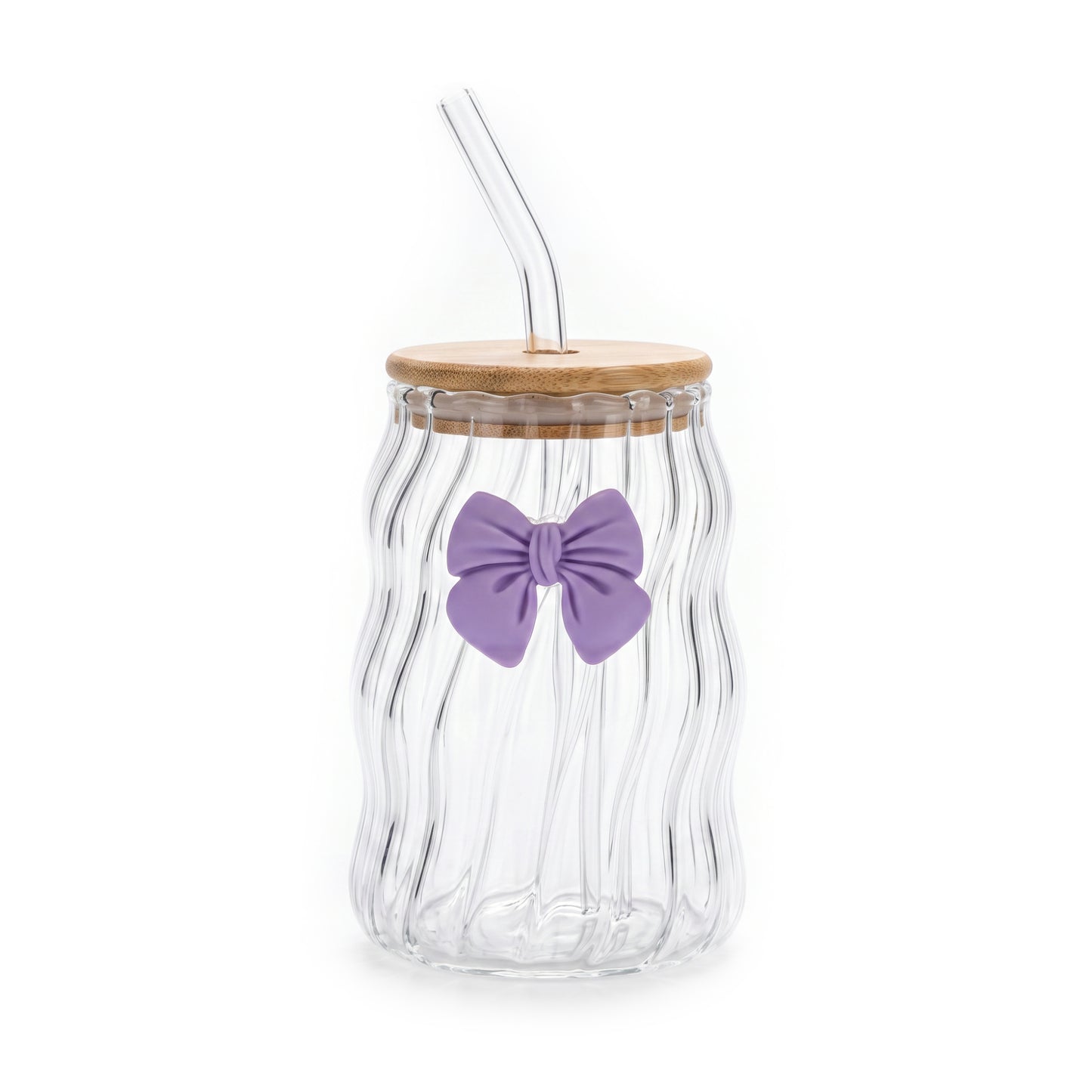 Purple Bow Wavy Glass Tumbler