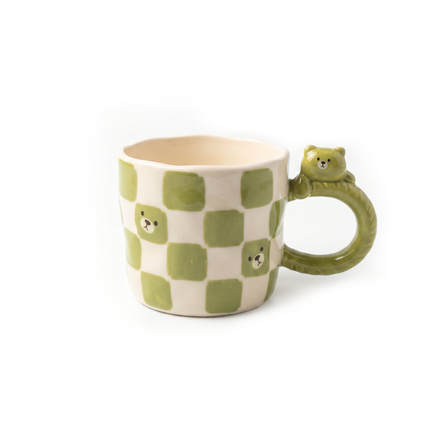 3D Green Checkered Bear Mug