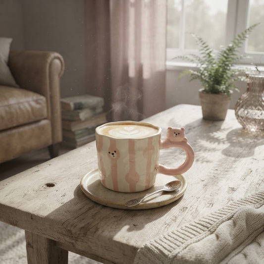 3D Pink Striped Bear Mug