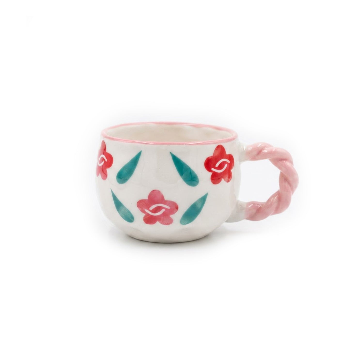 Red Blossom Twist Ceramic Mug