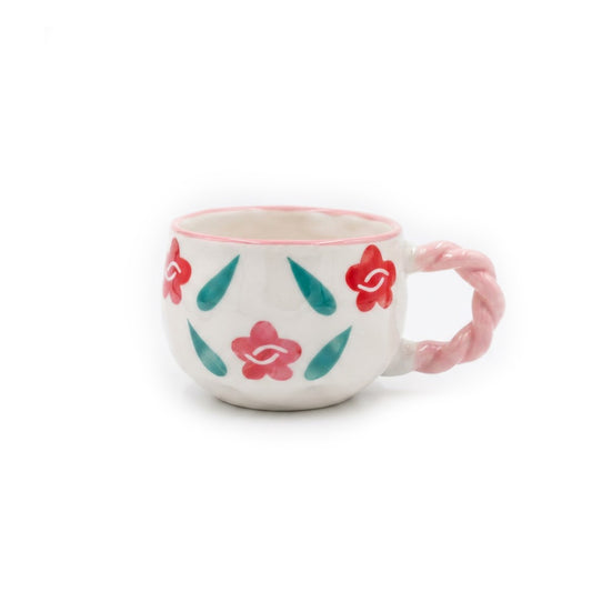 Red Blossom Twist Ceramic Mug