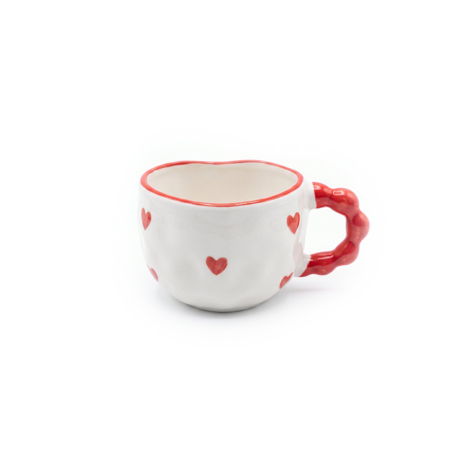 Red Heart Bubble Handle Mug