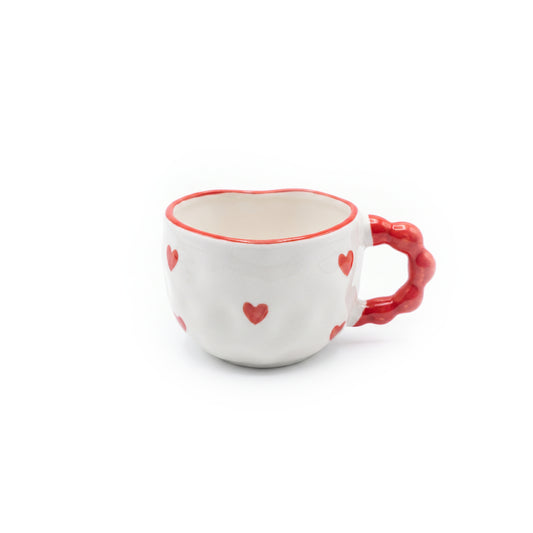 Red Heart Bubble Handle Mug