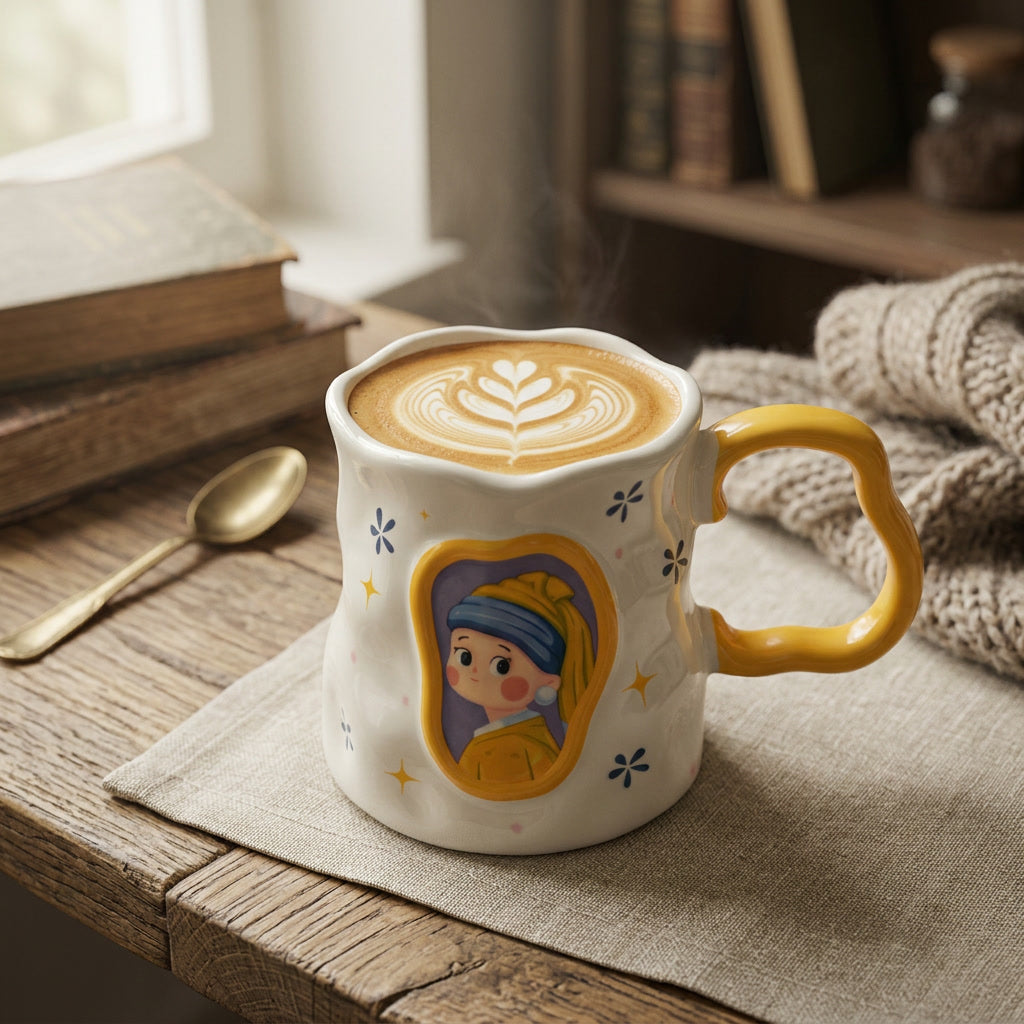 Wavy Yellow Art Girl Mug