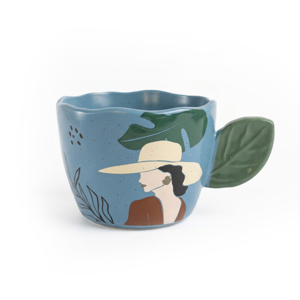 Botanical Leaf Mug - Ocean Blue - Studio White Background Shot