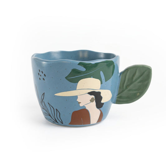 Botanical Leaf Mug - Ocean Blue - Studio White Background Shot