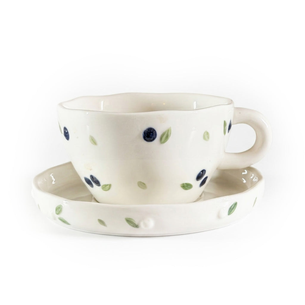 Fresh Blueberry Teacup Set - Studio White Background Shot