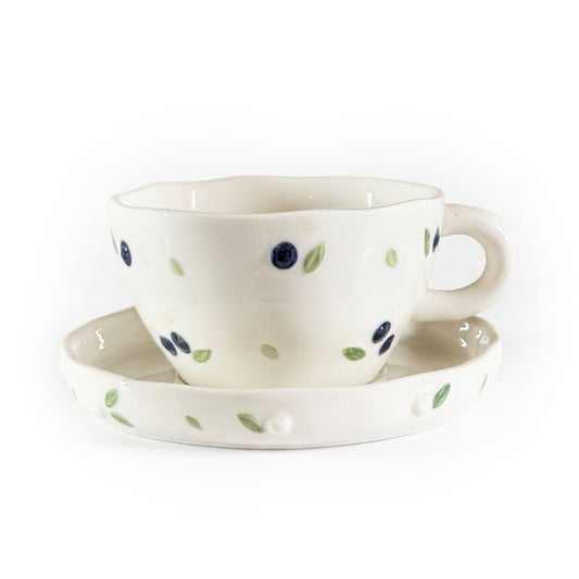 Fresh Blueberry Teacup Set - Studio White Background Shot