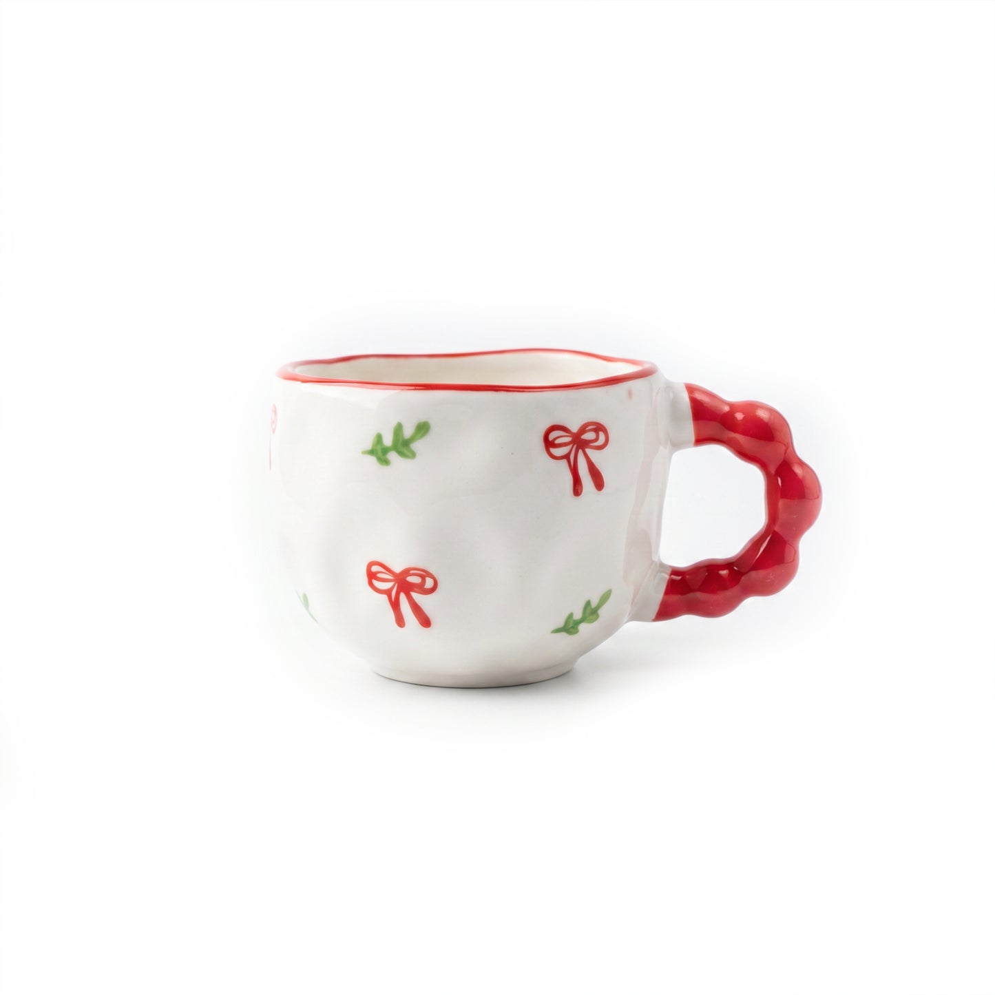 Red Bow & Leaf Bubble Mug
