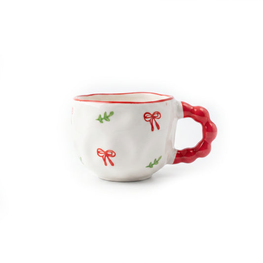 Red Bow & Leaf Bubble Mug