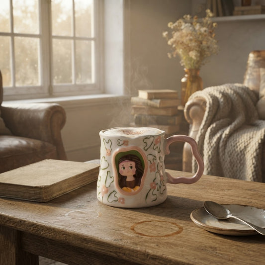 Wavy Pink Art Girl Mug