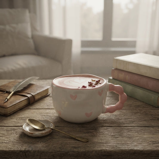 Pink Heart Bubble Handle Mug