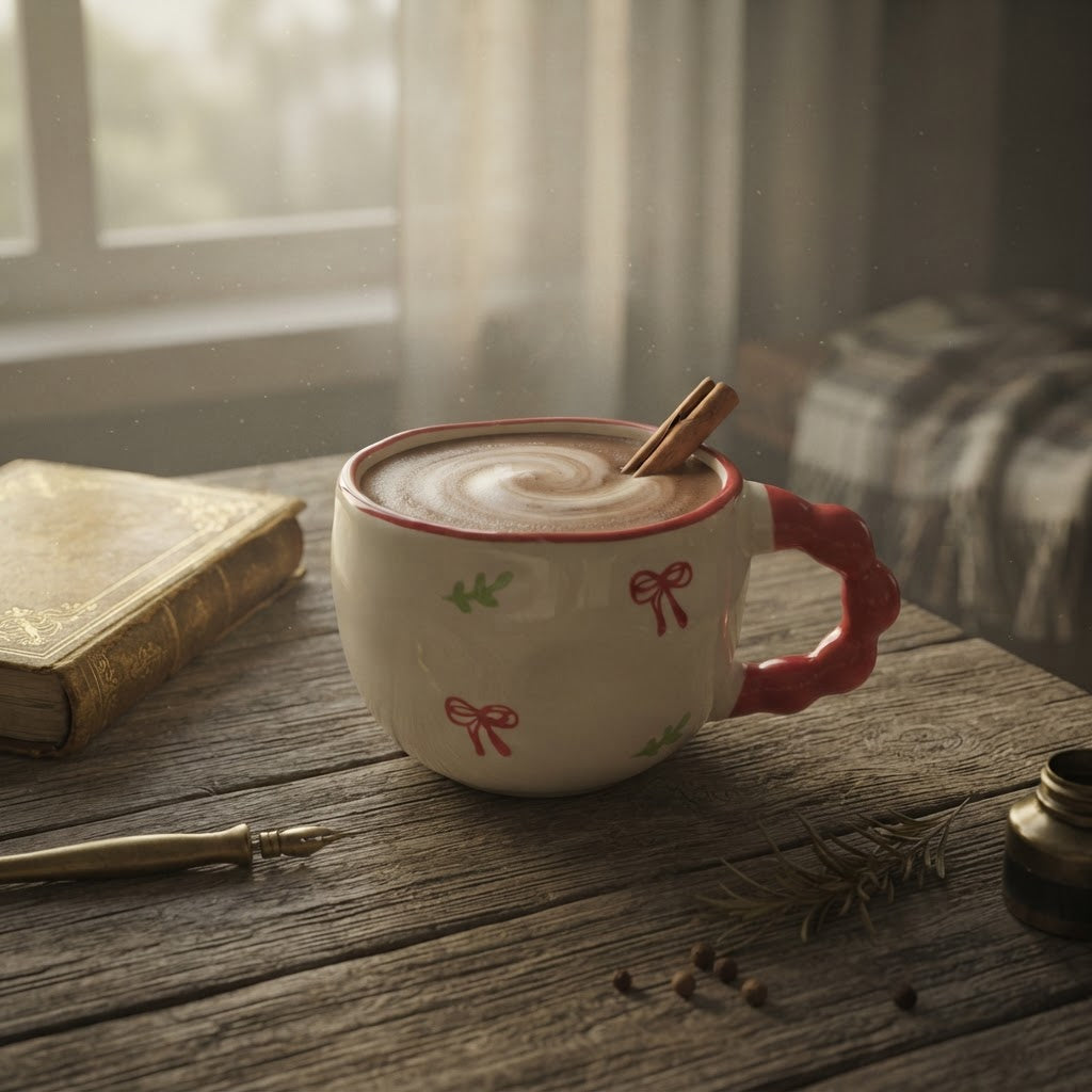 Red Bow & Leaf Bubble Mug