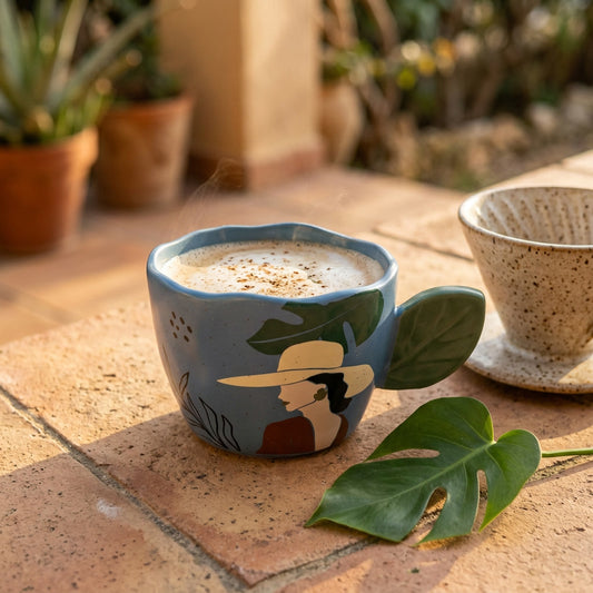Botanical Leaf Mug - Ocean Blue