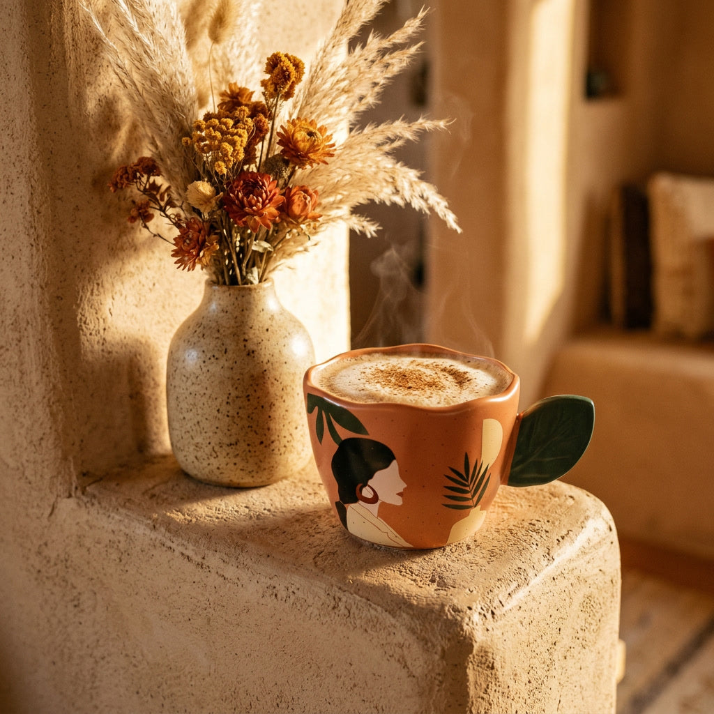 Botanical Leaf Mug - Peach