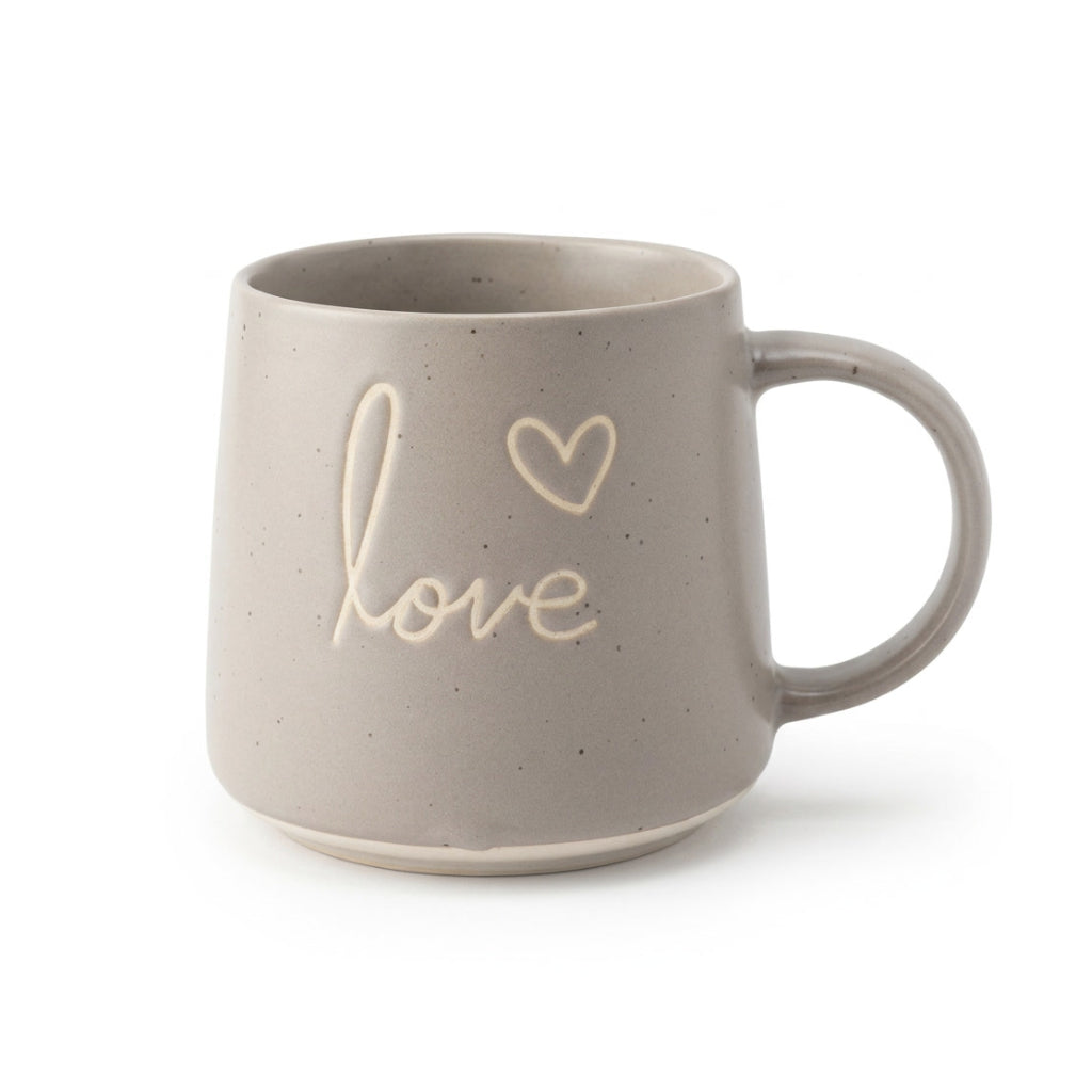 Oatmeal 'Love' Mug - Studio White Background Shot