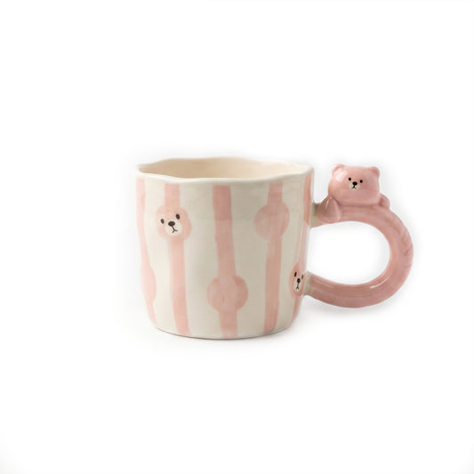 3D Pink Striped Bear Mug