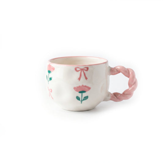 Pink Floral Bow Twist Mug