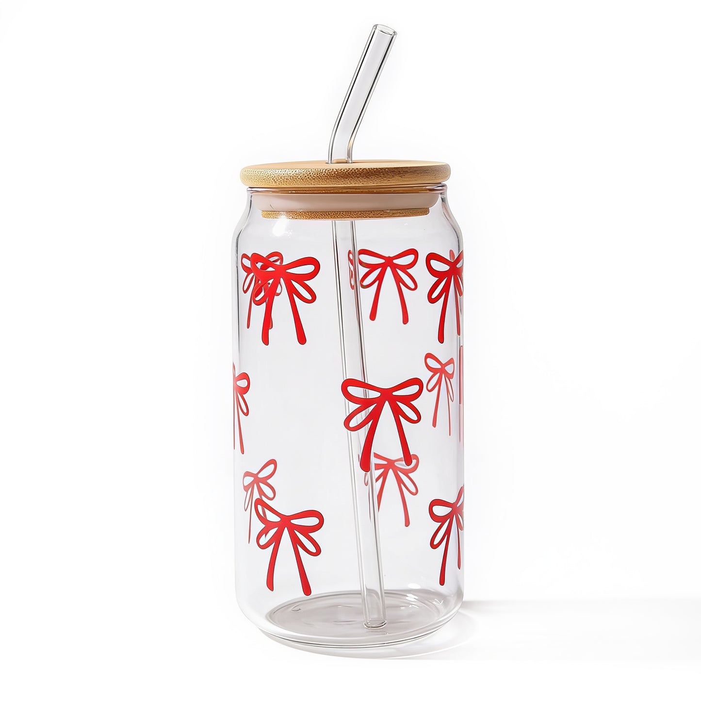 Red Bow Glass Can Tumbler